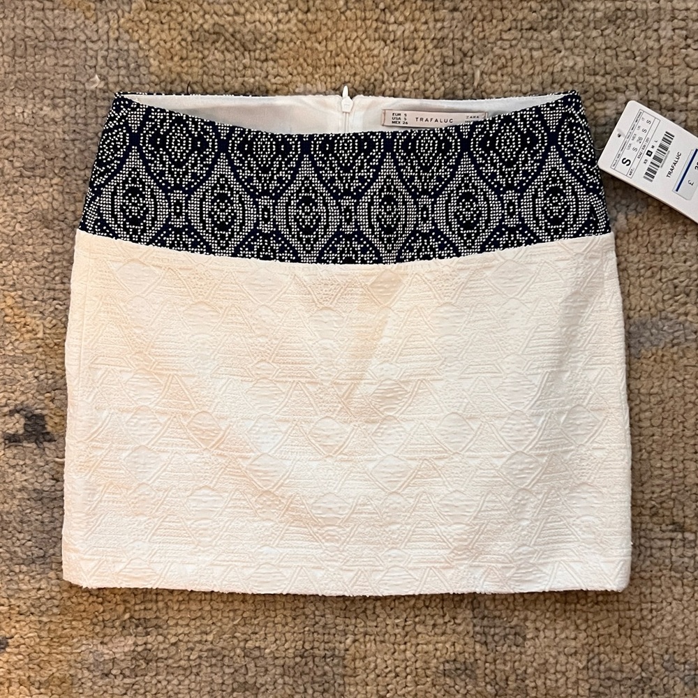 ZARA SMALL White/Blue Skirt
